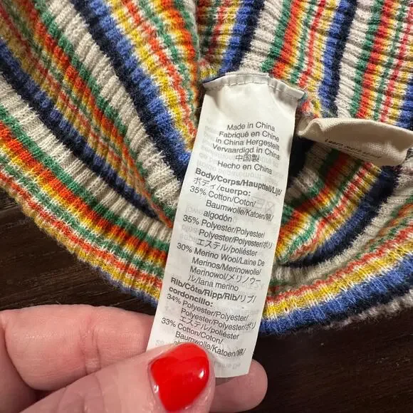 Madewell Multi Colored Orange Stripe Stretch Jones Tank Knit / Ribbed Size XS - Picture 6 of 6